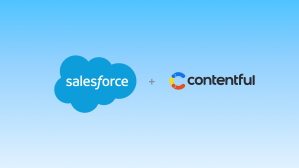 Salesforce and Contentful logos on a light blue gradient background.
