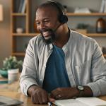 Operatore di call center lavora da casa