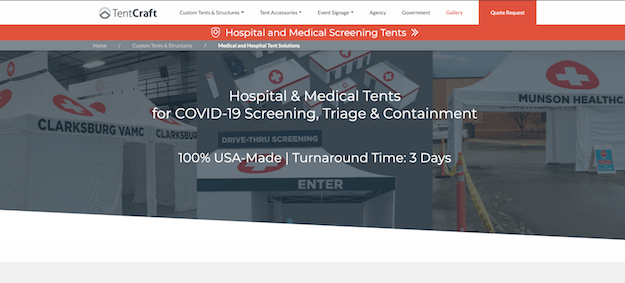 TentCraft hospital and medical screening for COVID-19