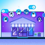 Illustration showcasing Agentforce working for small businesses through AI agents.