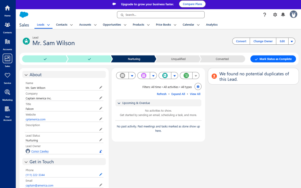 세일즈포스(Salesforce)영업 CRM 예시 화면