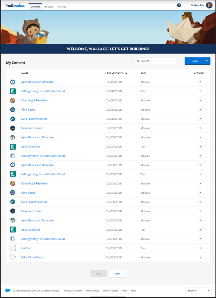 This is a screenshot of the Trailhead trailmaker feature