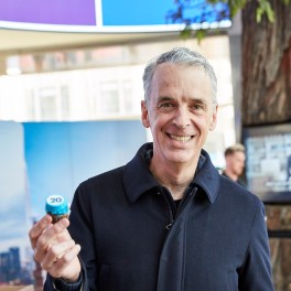 This is an image of Co-founder Parker Harris celebrating Salesforce's 20th anniversary
