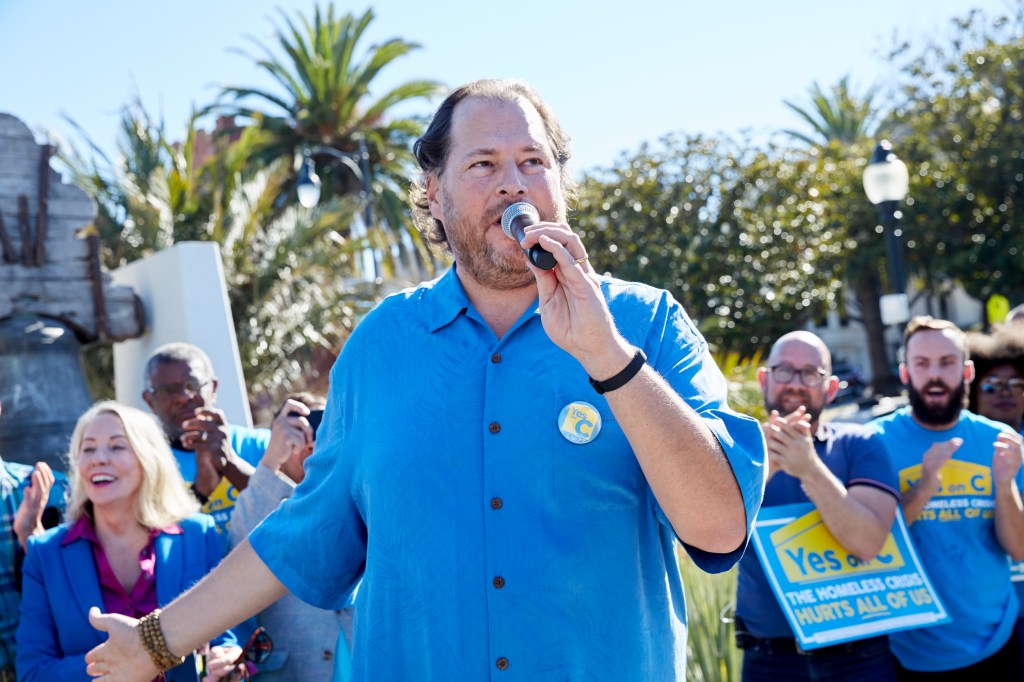 Marc Benioff campaigned for Prop C at Dolores Park on November 3, 2018 and in Chinatown on October 21, 2018.