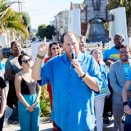 Marc Benioff campaigned for Prop C at Dolores Park on November 3, 2018 and in Chinatown on October 21, 2018.