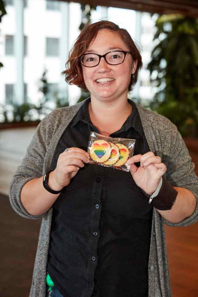 Salesforce employee at Pride bakesale