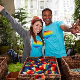 Salesforce employees took part in 2019 Pride with swag created for the celebrations.