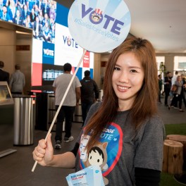 this is an image of a salesforce employee promoting voting
