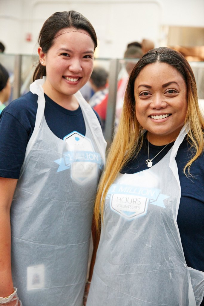 Salesforce employees spent the day volunteering at Glide preparing meals for the community.