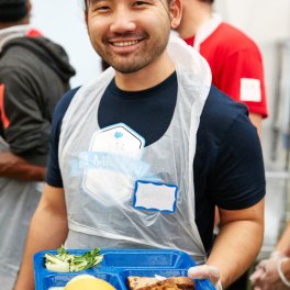 Salesforce employees spent the day volunteering at Glide preparing meals for the community.