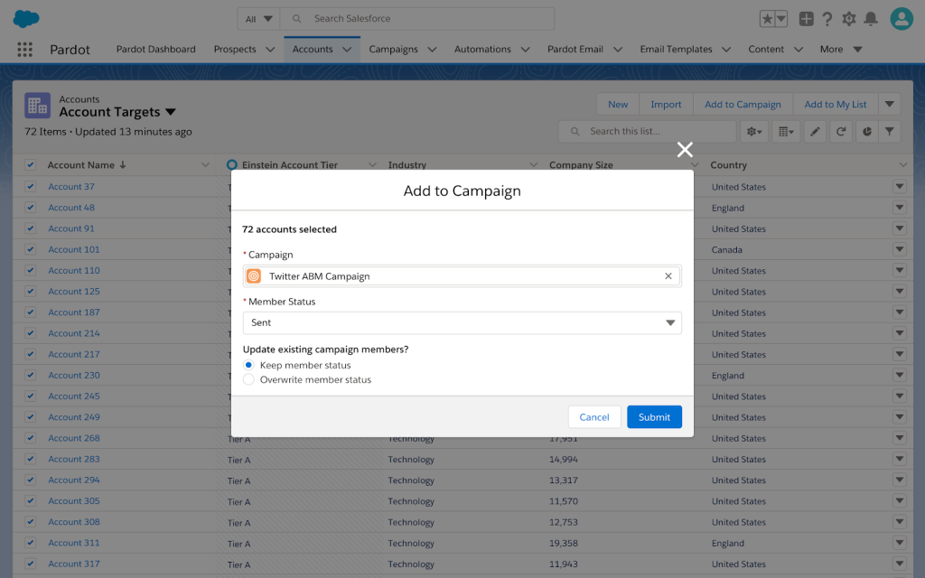 Accounts as Campaign Members uses AI-powered insights to create personalized ABM campaigns