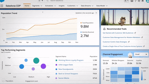 Salesforce CDP captures, unifies, and activates audience data to deliver more personalized customer experiences.