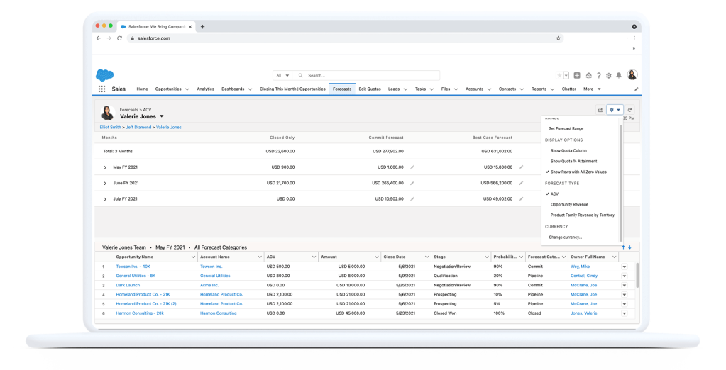 Choose custom fields on which forecasting is based.