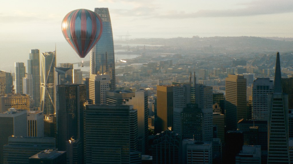 Still shot of hot air balloon in New Frontier ad campaign