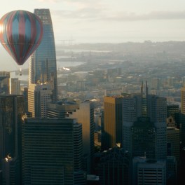 Still shot of hot air balloon in New Frontier ad campaign