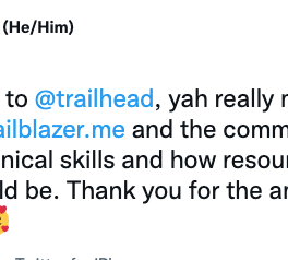 Tony Nguyen's tweet showcases how he used Trailblazer.me Profiles to help him build his team
