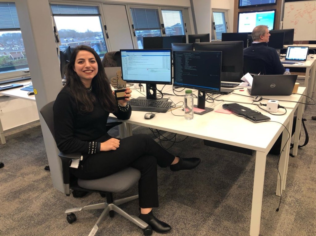 Samara pictured at Netherlands-based company, Eurofiber, her first job as a Salesforce Developer