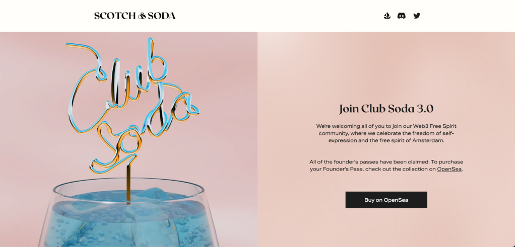 Scotch & Soda partnered with Salesforce to launch its new NFT loyalty program “Club Soda 3.0” with 100% of NFTs minted on the first day.