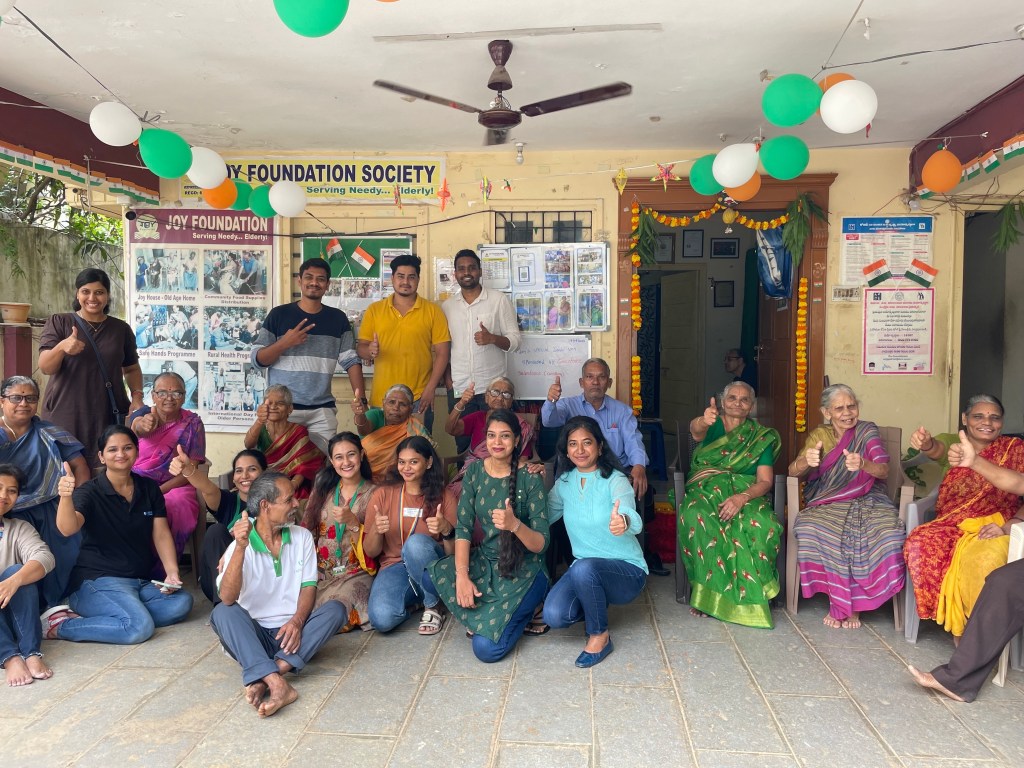 Nayana Kadiyala at a Genforce Equality Group community event where members visited a home for older adults.