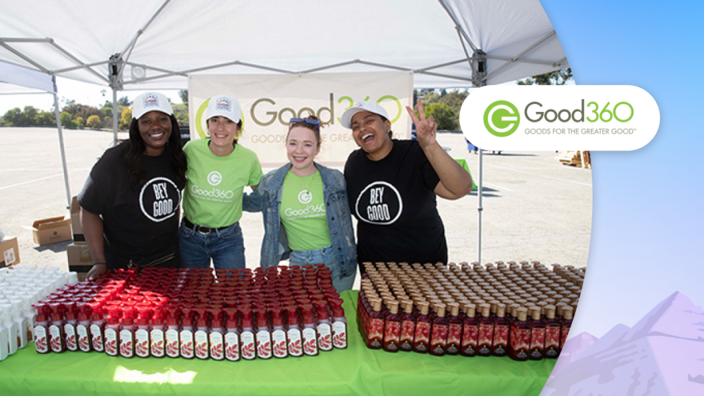 Group of four volunteering