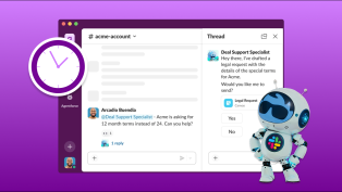 View of Slack workspace with a conversation between a user and an Agentforce agent.