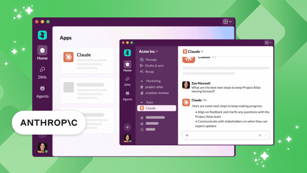 View of user interacting with Claude in Slack