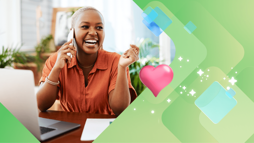 Woman utilizing AI Voice Agent features on her cellphone.