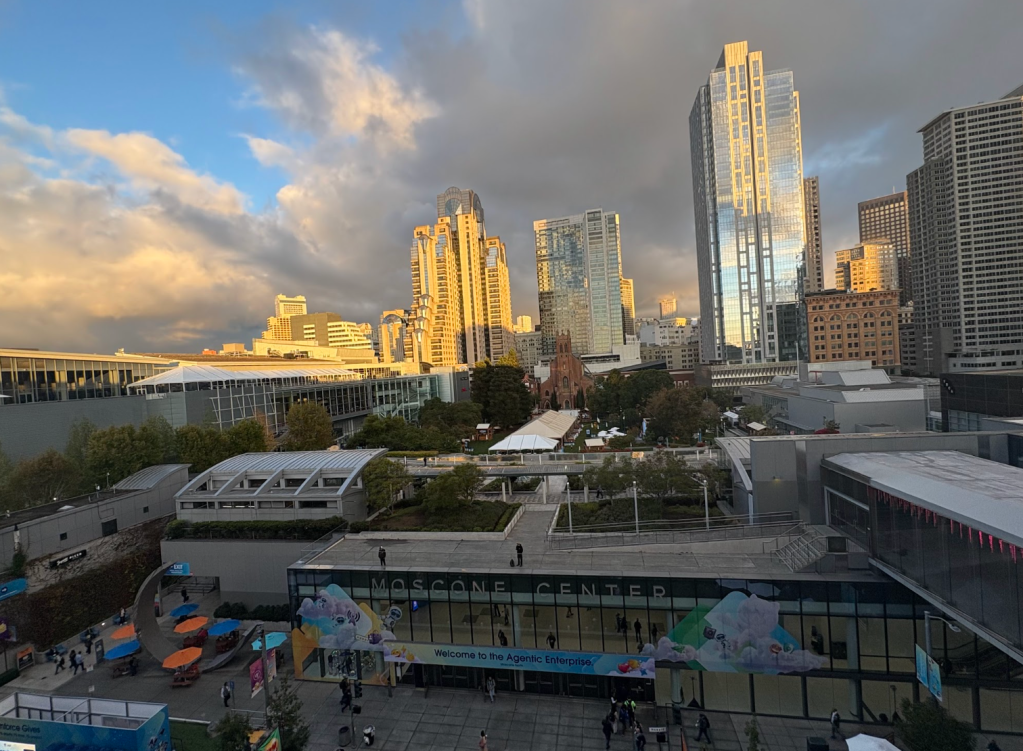 Sunrise over Dreamforce Park in San Francisco.