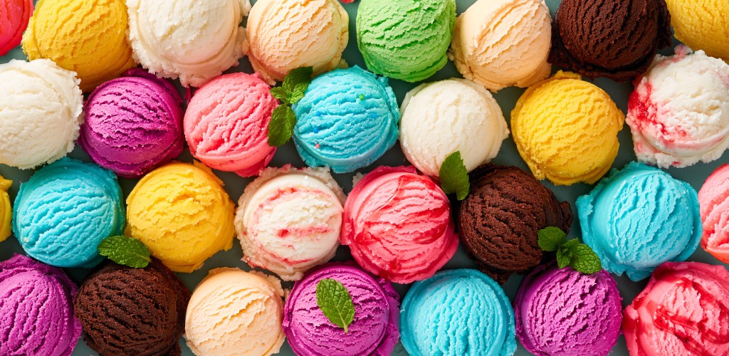 Colorful image of ice cream scoops.