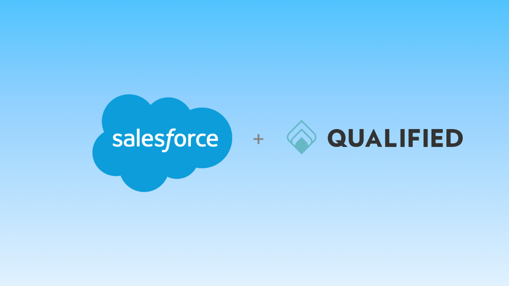 Salesforce and Qualified company logos on a light blue gradient background.