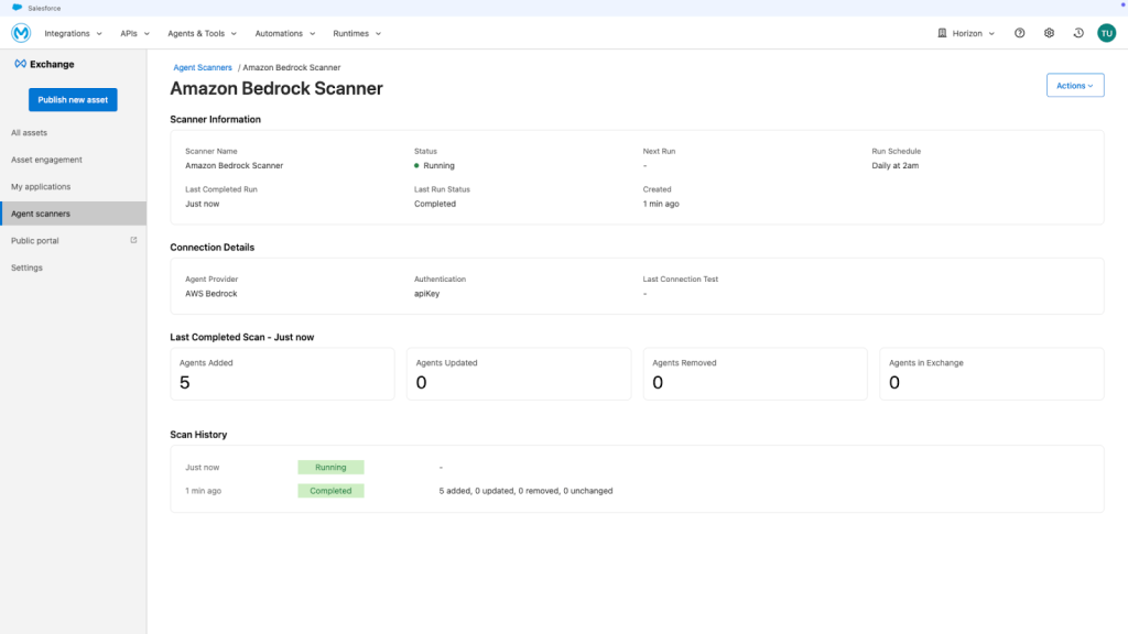 Agent Scanner identifies new agents running in the enterprise