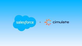 Salesforce and Cimulate logos on a gradient blue background