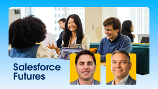 Headshot images of Mick Costigan and Marc Escobosa, VPs of Salesforce Futures.