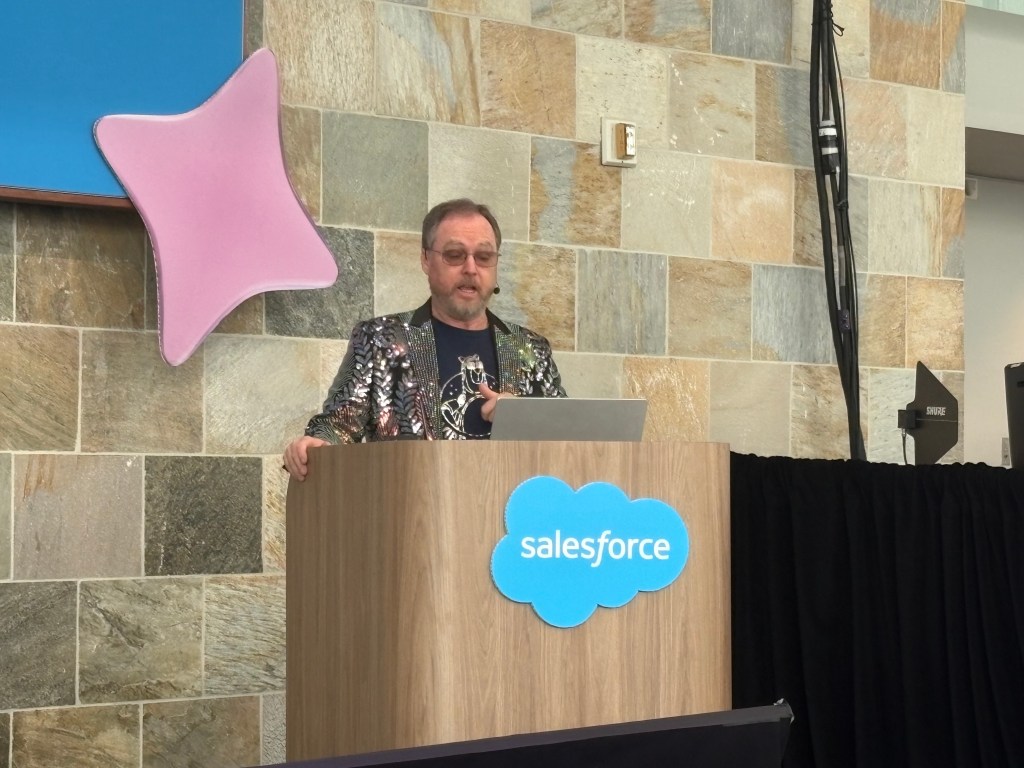 Agentforce Vibes Director of Product Management Jeff Douglas in his glitterbomber.