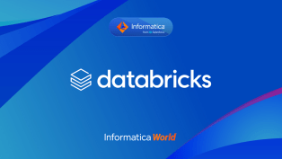 Databricks logo on a blue background.