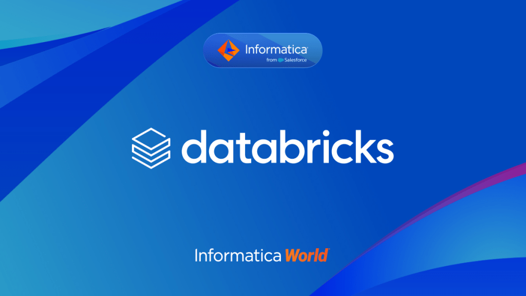 Databricks logo on a blue background.