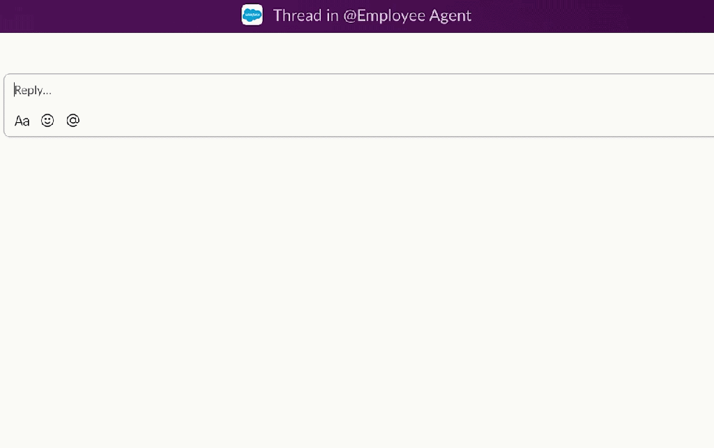 GIF of employee agent answering a question in Slack.