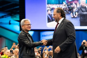 Marc Benioff, CEO of Salesforce, and Jensen Huang, CEO of NVIDIA, at the 2026 Dreamforce Main Keynote.