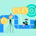 Sales pipeline graphic with sales reps pushing money through a winding pipeline