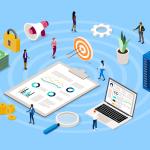 Financial services illustration of managing data