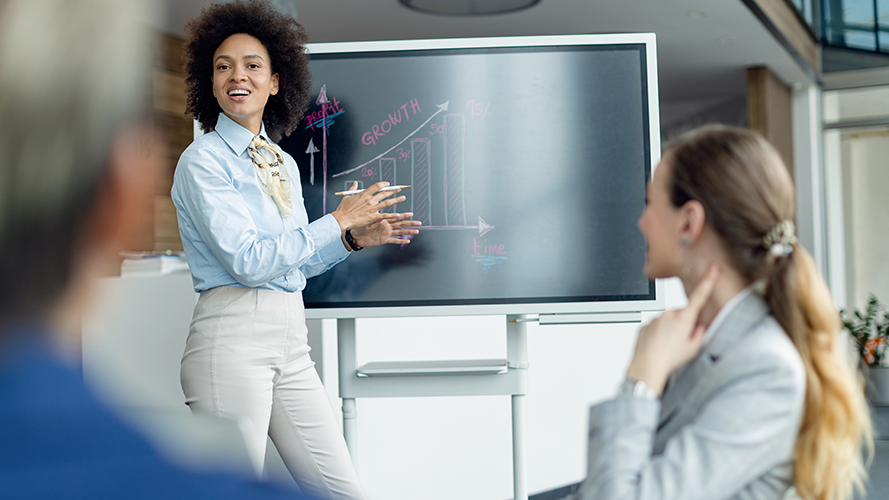 Woman presenting business growth