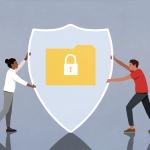 two people holding shield to represent data privacy