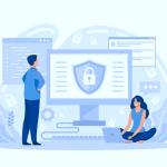 man and woman securing AI for business