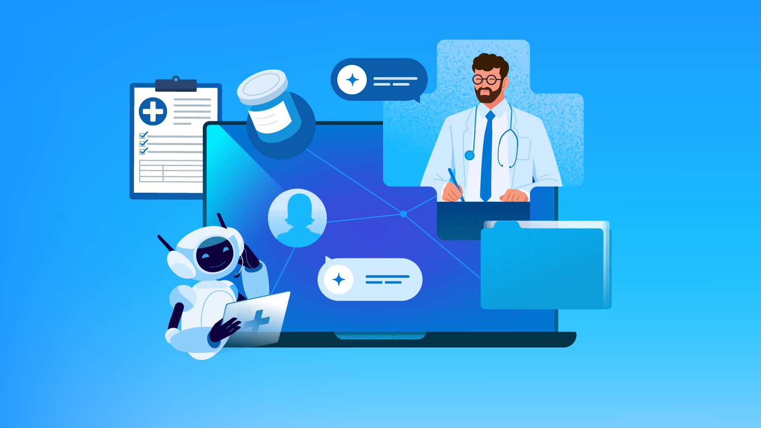 medisch personeel en AI die samenwerken