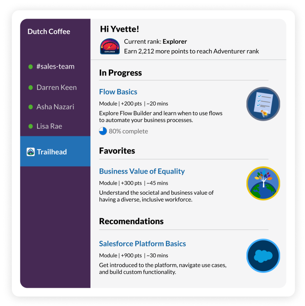 Slack-First Trailhead powers personalized learning directly in the flow of work in Slack.
