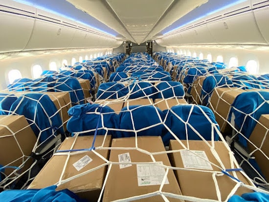 Plane filled with PPE