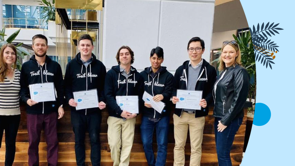 A group of students who completed the Salesforce Certification program