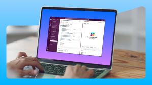 View of laptop with Slackbot open in Slack