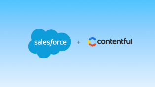 Salesforce and Contentful logos on a light blue gradient background.